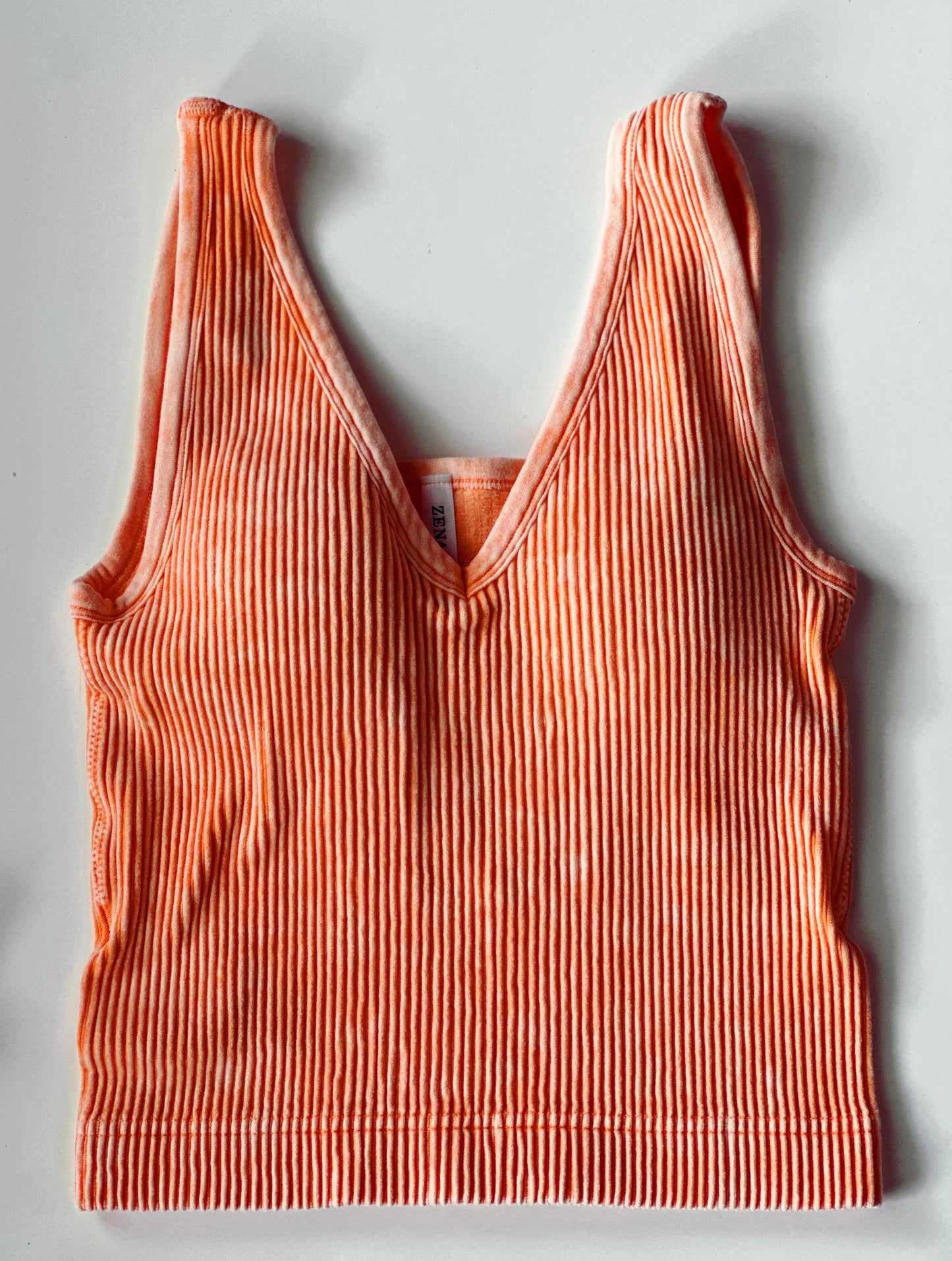 Ribbed Wash Padded Tank Tops