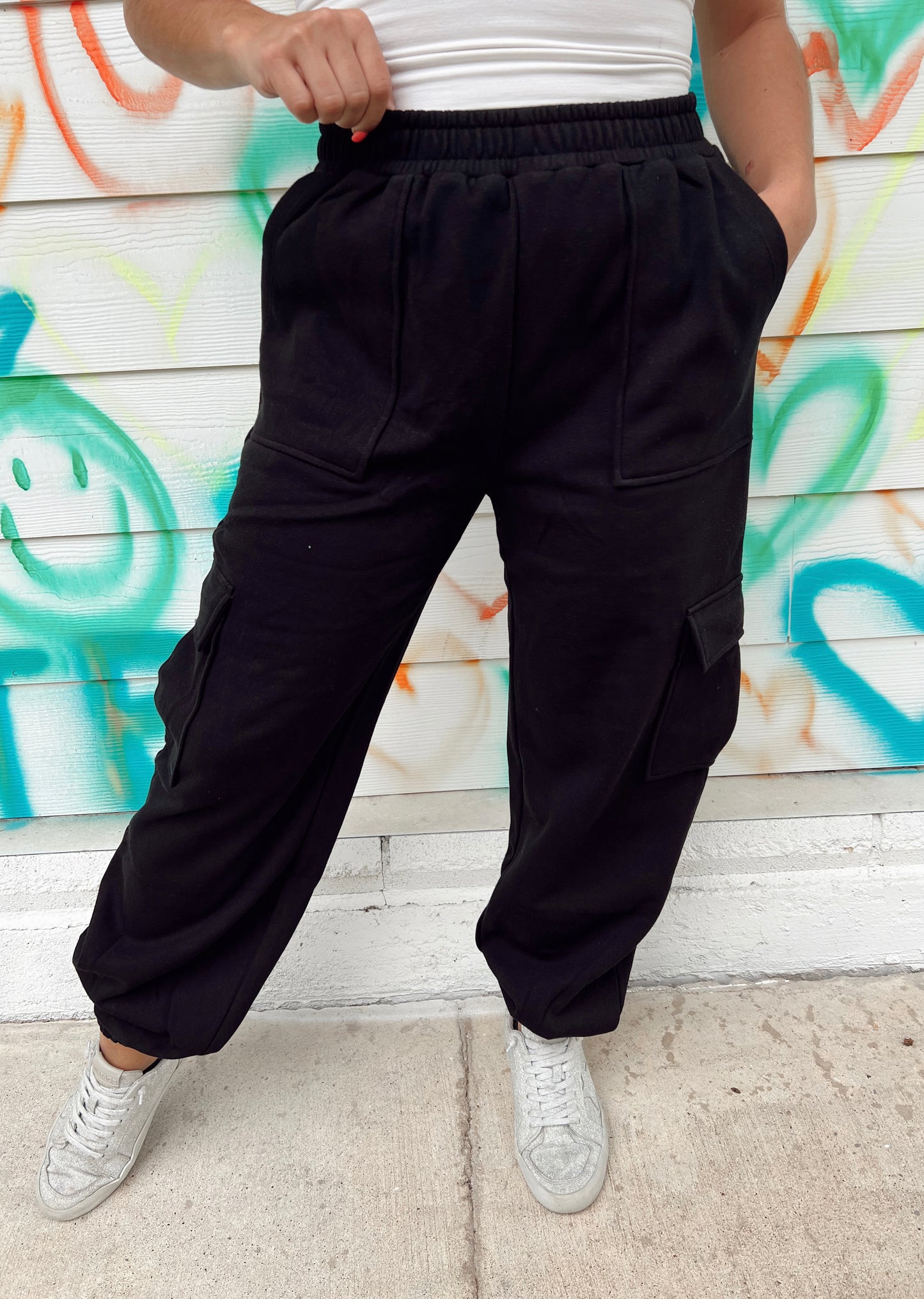 Black sweet escape Cargo Sweat Pants