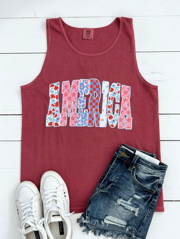 AMERICA Red Graphic Tank