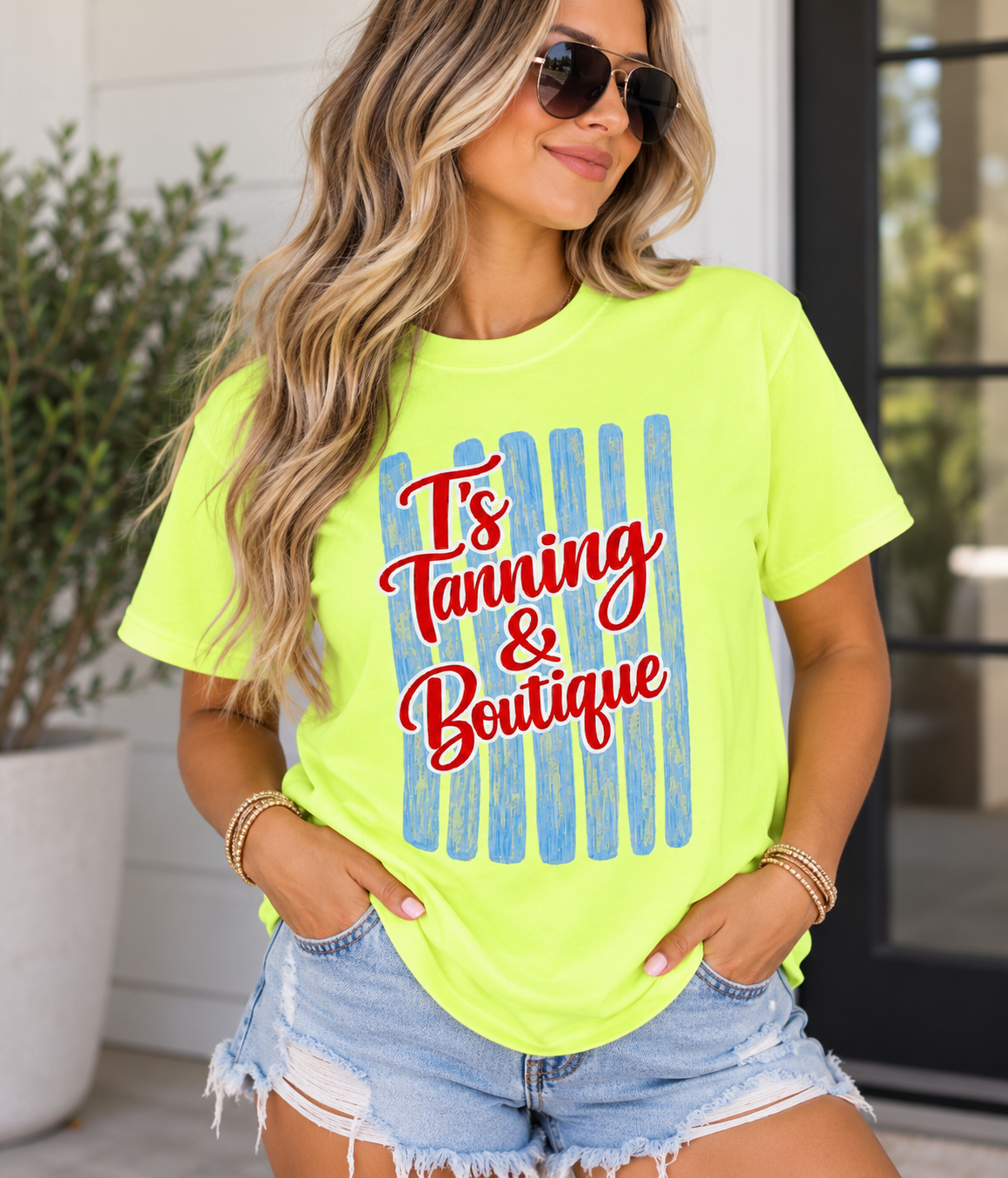 T's Tanning Neon Yellow Graphic T-shirt