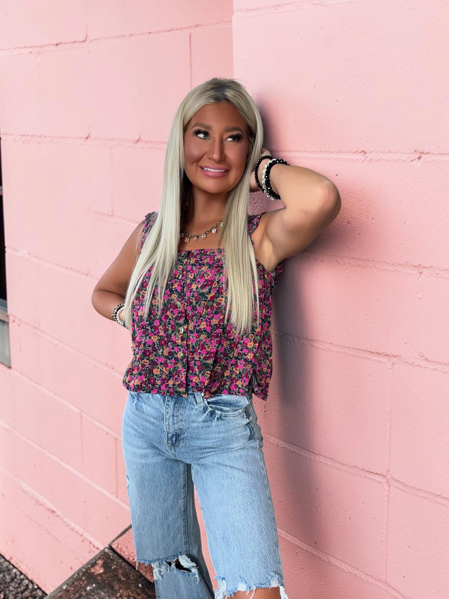 Roses In Bloom Smocked Tank Top