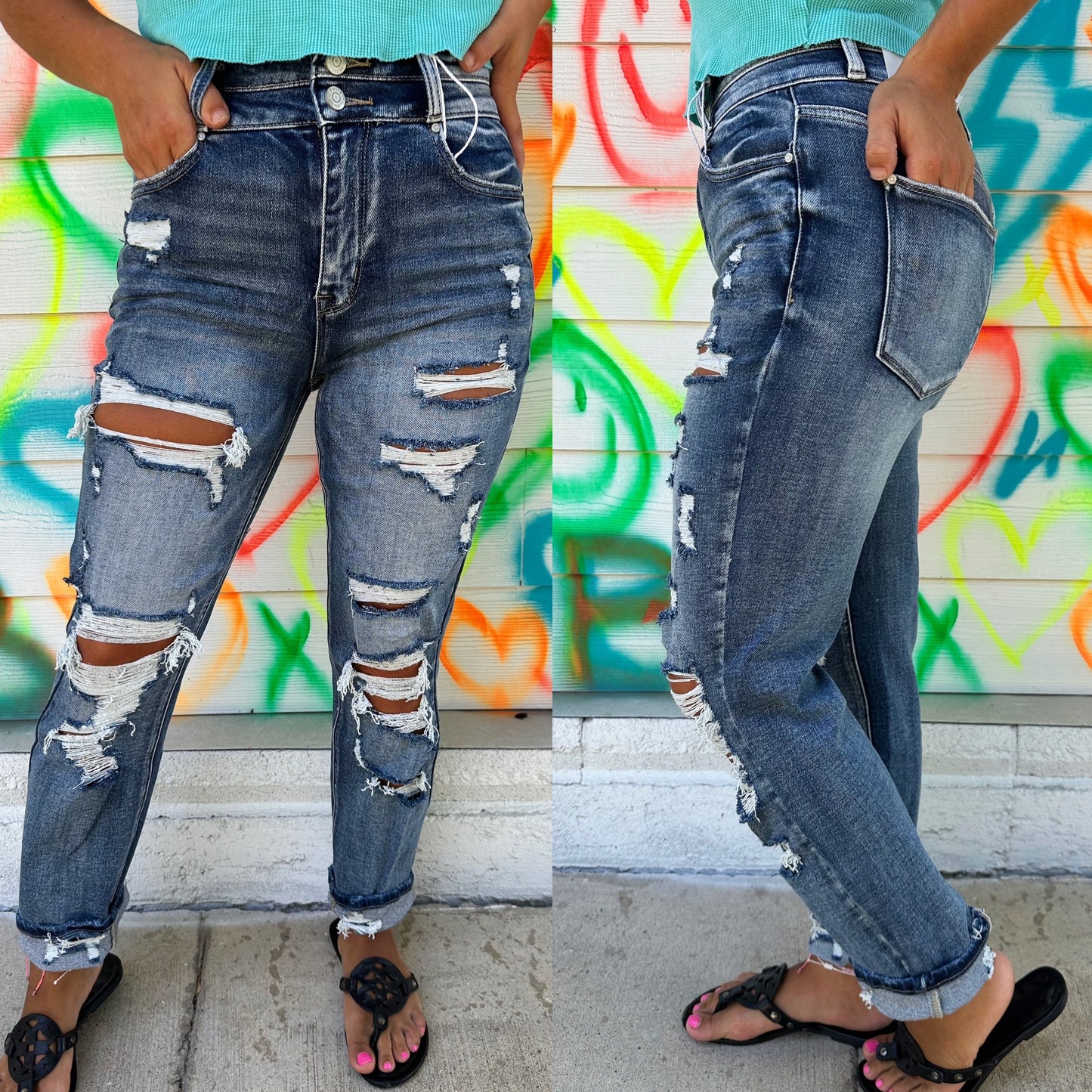 Dana Double Button Mom Jeans