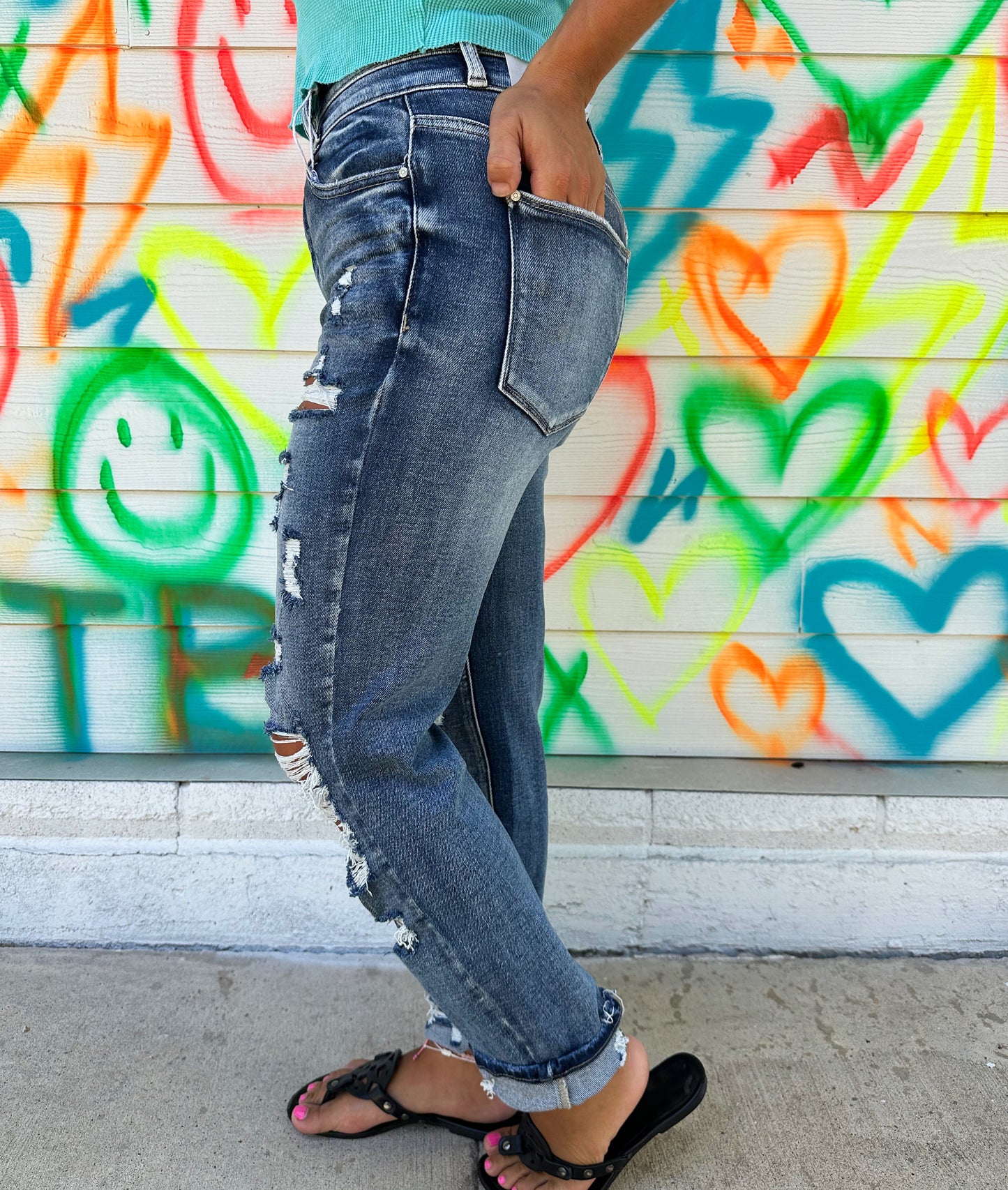 Dana Double Button Mom Jeans