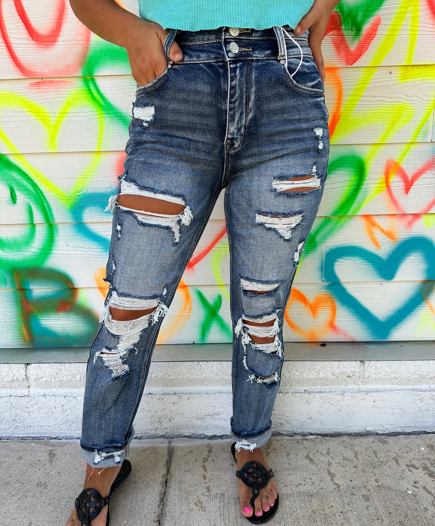 Dana Double Button Mom Jeans