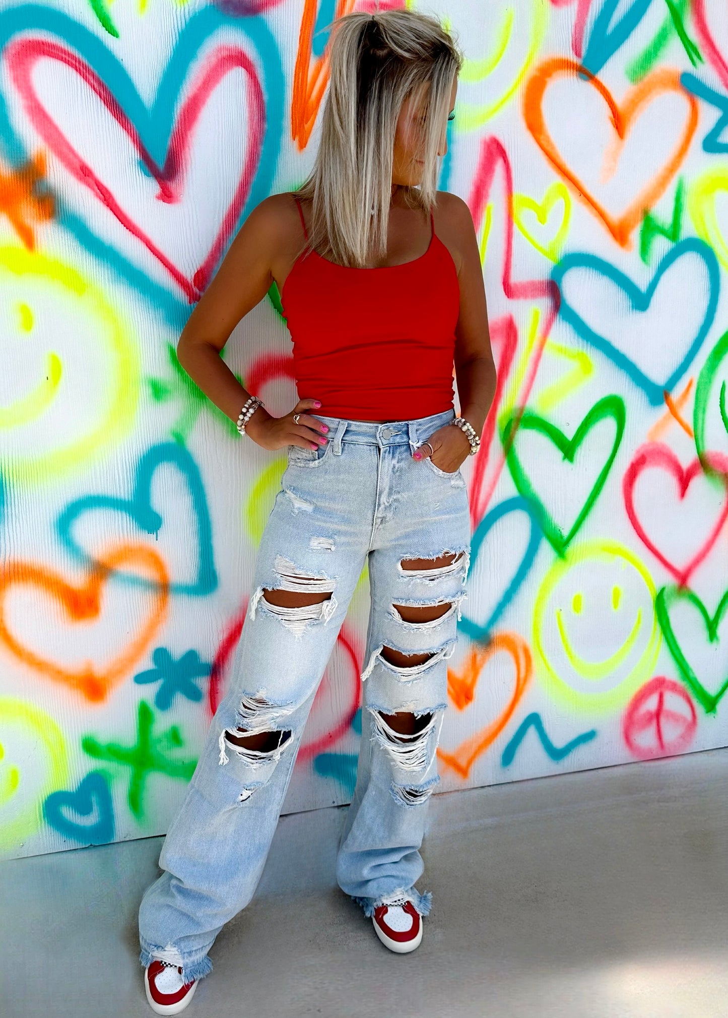 Lara Heavy Distressed Light Wash