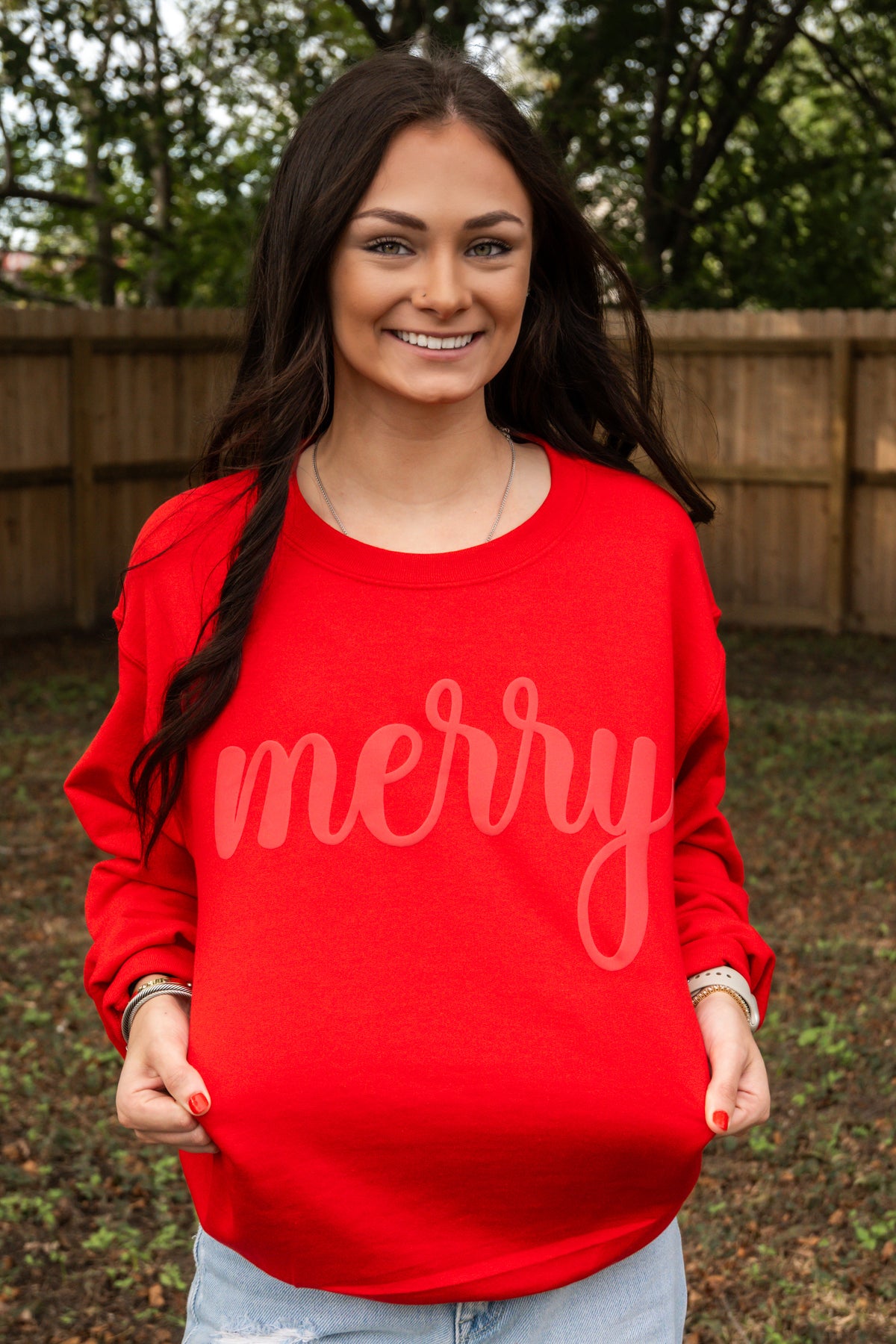 MERRY Monochromatic PUFF Graphic Crewneck