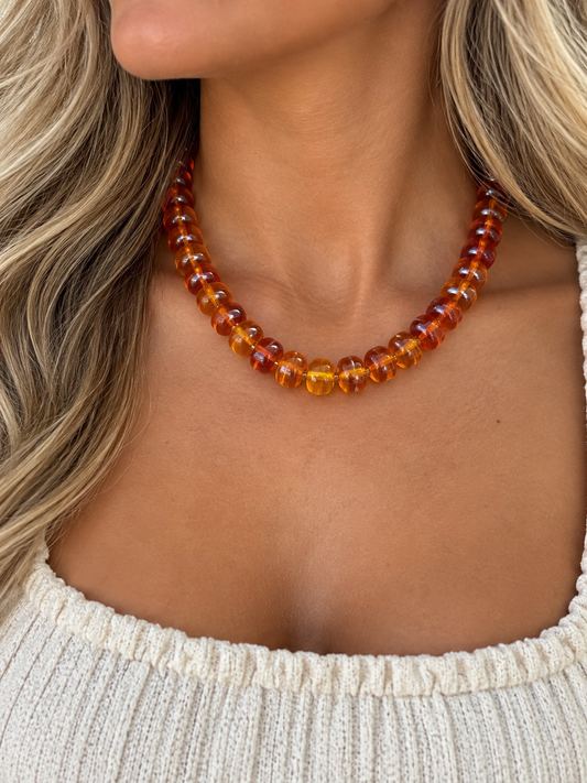 Chunky Amber Beaded Necklace