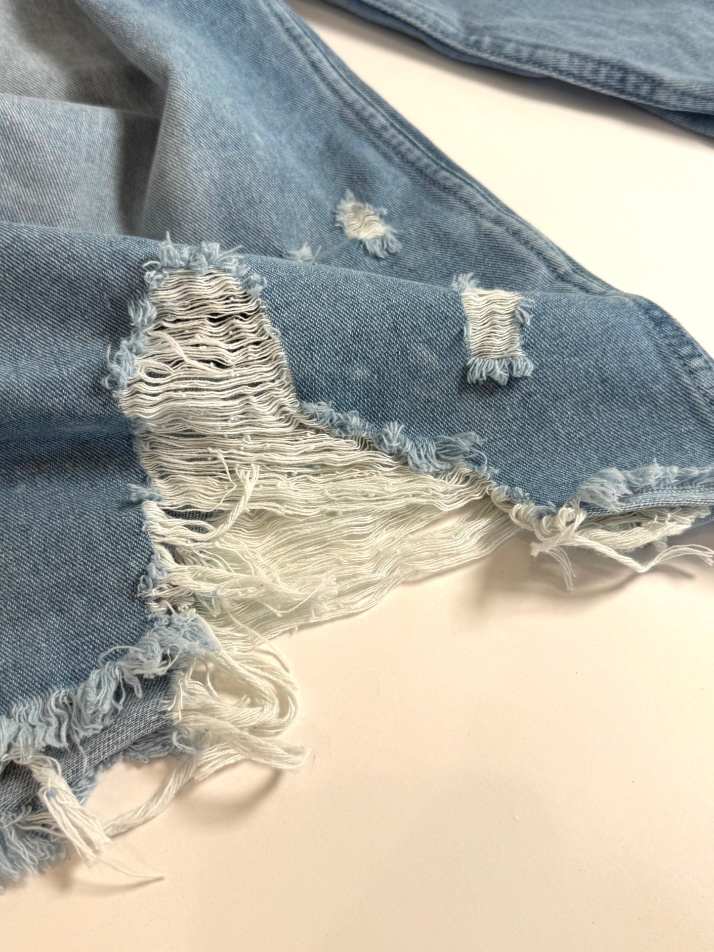 Rustic Revival Frayed Long Denim Jacket