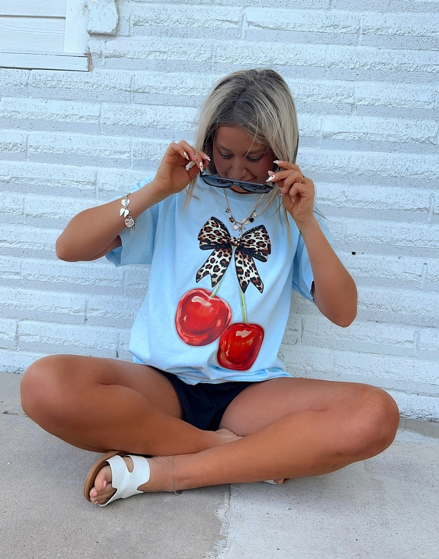 Welcome To The Sweet Life Cherry Graphic Top