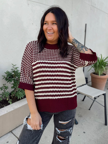 Crimson Drape Sweater Top