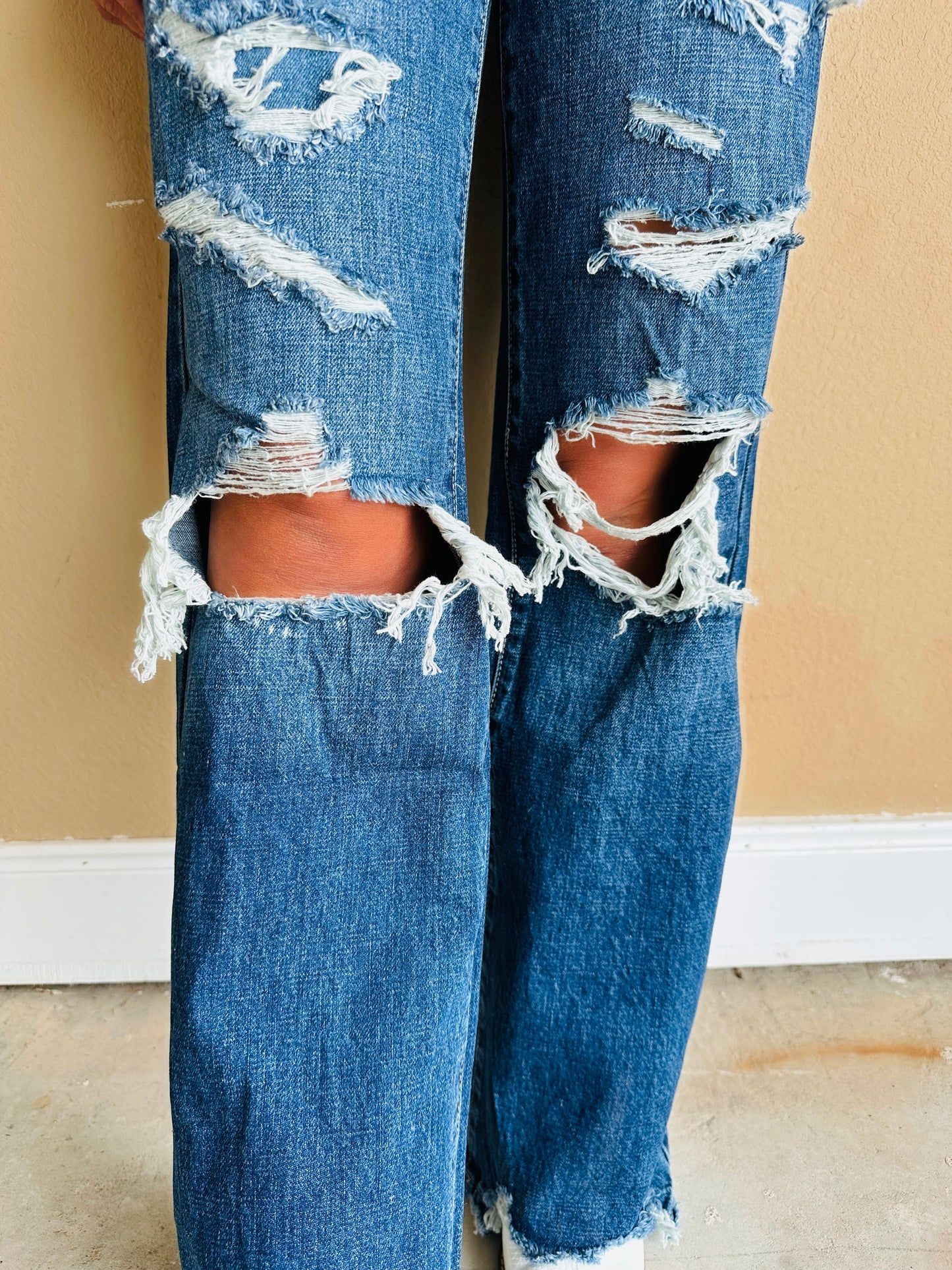 Jaidyn Jae Heavy Distressed Vintage Flare Jeans