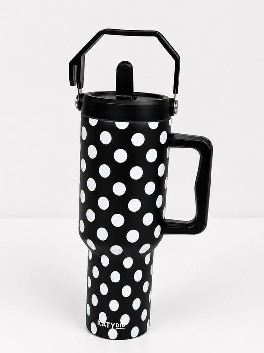 Black & White Polka Dot Tumbler Cup