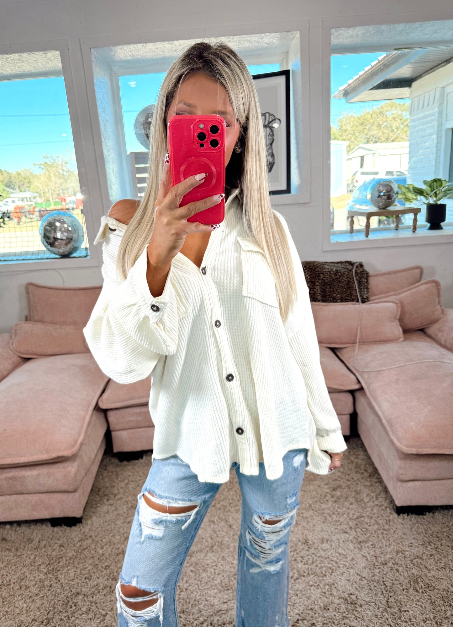 Harvest Ridge Mineral Washed Corduroy Shacket Top