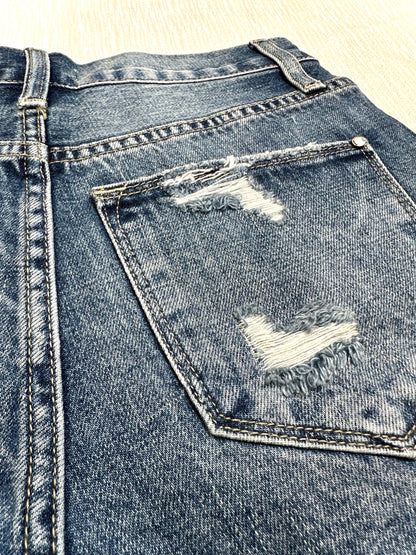 Alyssa High Rise Distressed Denim Shorts