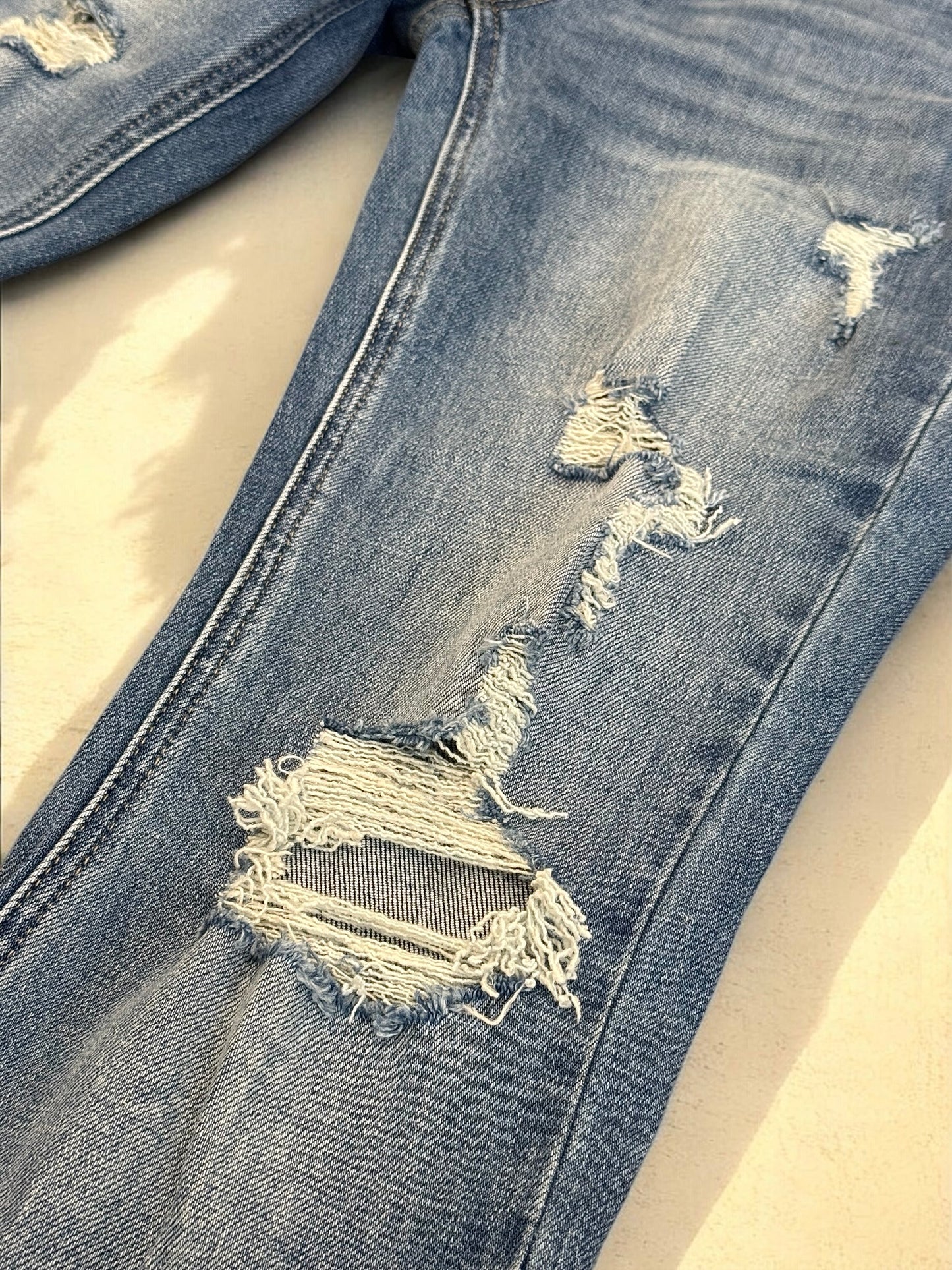 LIGHT WASH Route 507 Milestone Distressed Denim Flare Jeans