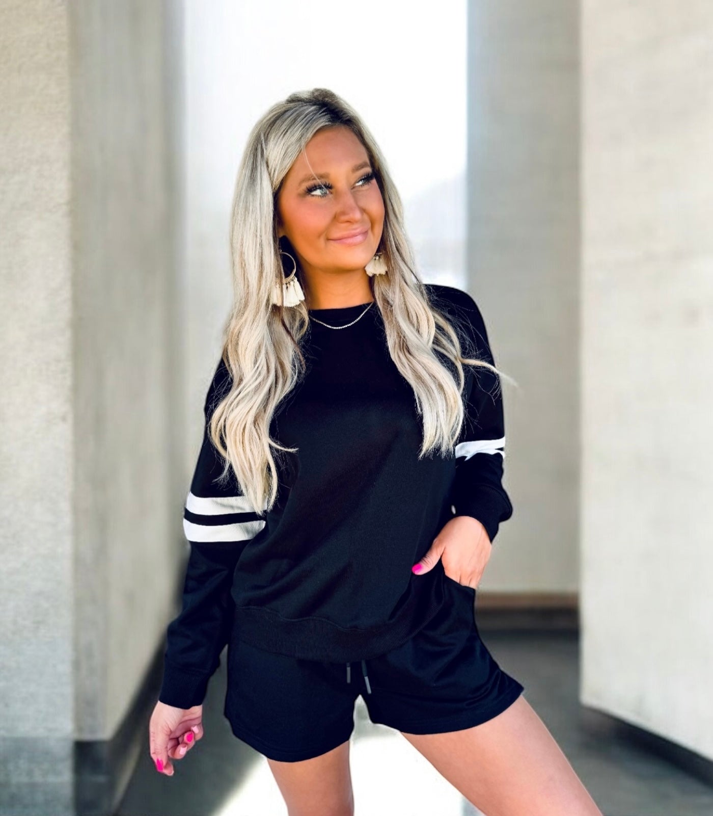 Sidelines Stripe Two-Piece Lounge Set