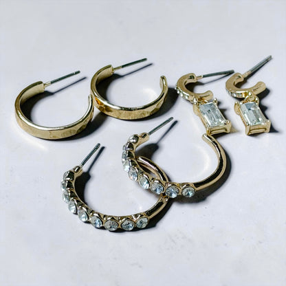 Dangle Crystal Glam Trio Earing Set