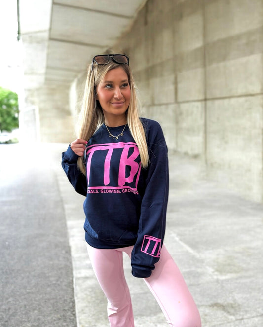 Navy/Hot Pink TTB Basic Logo Crewneck