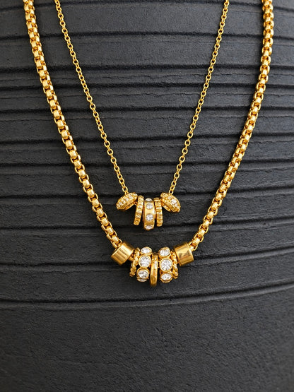 Jeweled Rings Double Layer Necklace