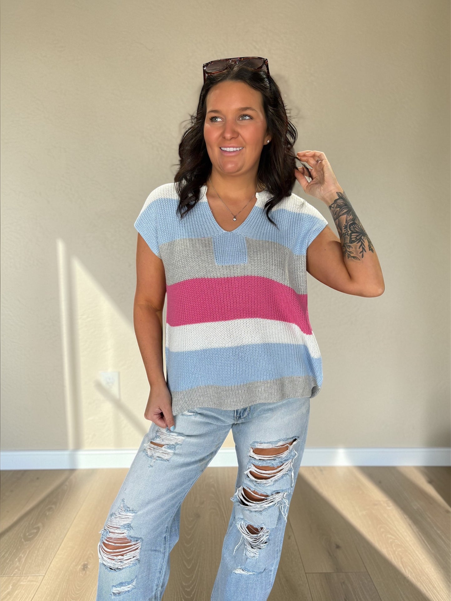 Easy Flow Striped Knit Top