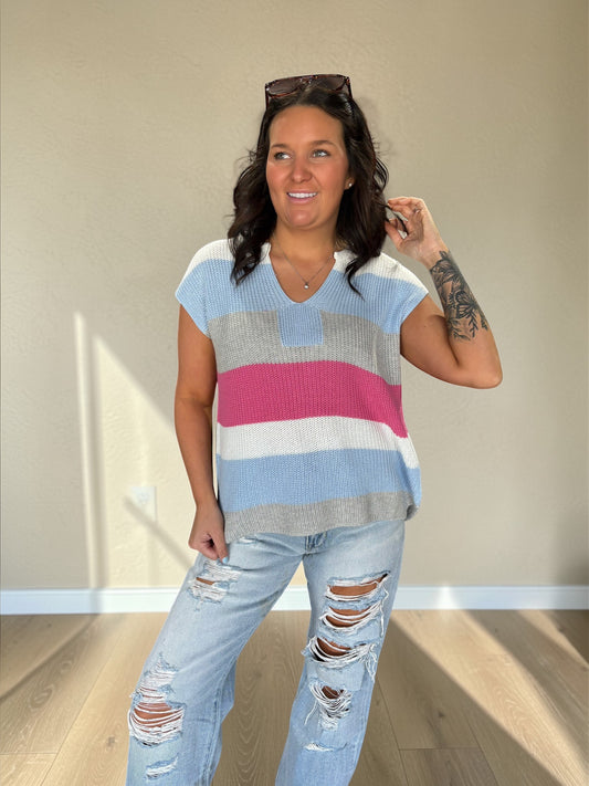 Easy Flow Striped Knit Top