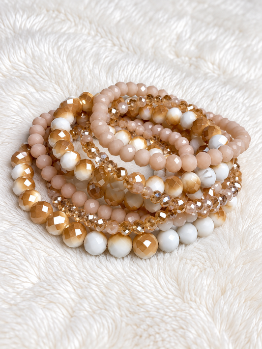 Sweet Latte Beaded Bracelet Set