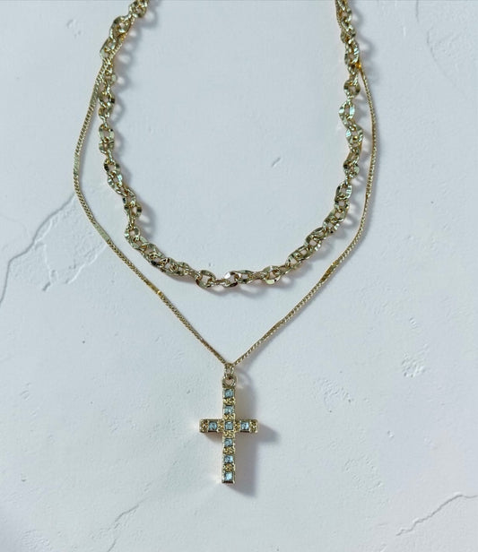 Stacked Double Layer Charm Necklace