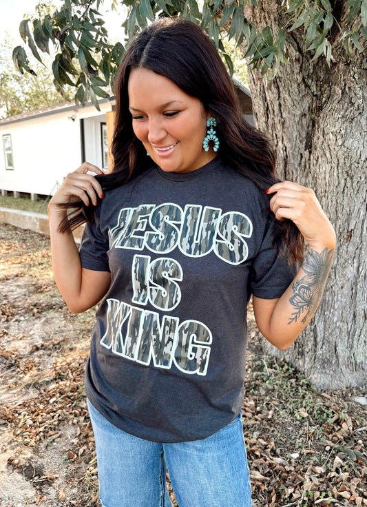 Jesus Is King Camo Graphic T-shirt