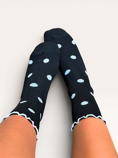 Ruffled Polka Dot Crew Socks