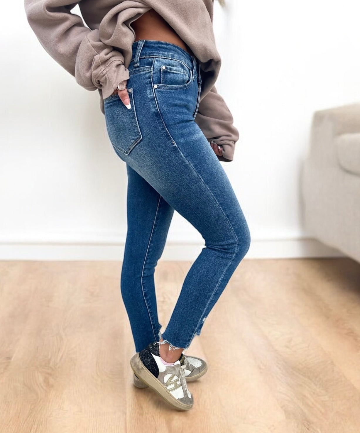 Dawson Denim Distressed Hem Skinny Jeans