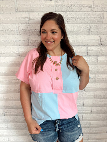 Laid Back Two Toned Relaxed Collard T Shirt