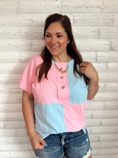 Laid Back Two Toned Relaxed Collard T Shirt