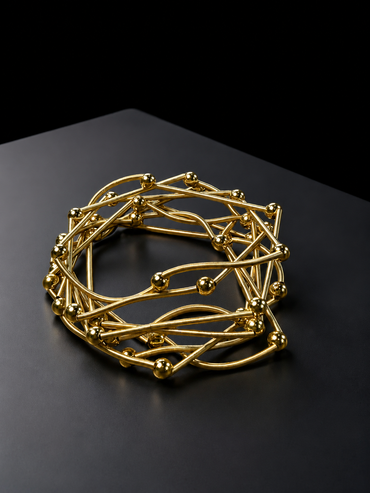 Golden Beads Stretchy Bracelet Set
