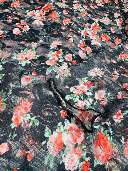 Back In Time Floral Mesh Long Sleeve Top