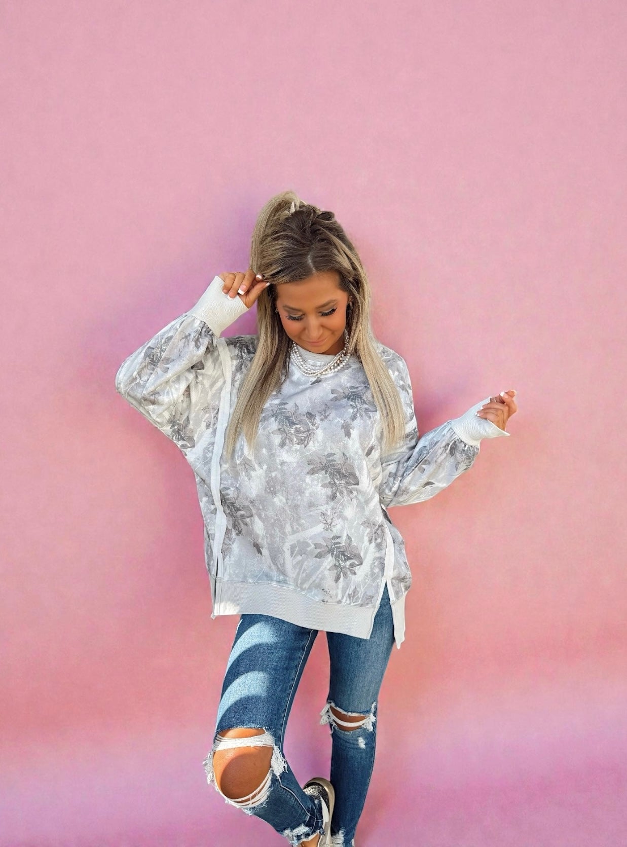 Driftwood Exposed Seam Sweatshirt Top