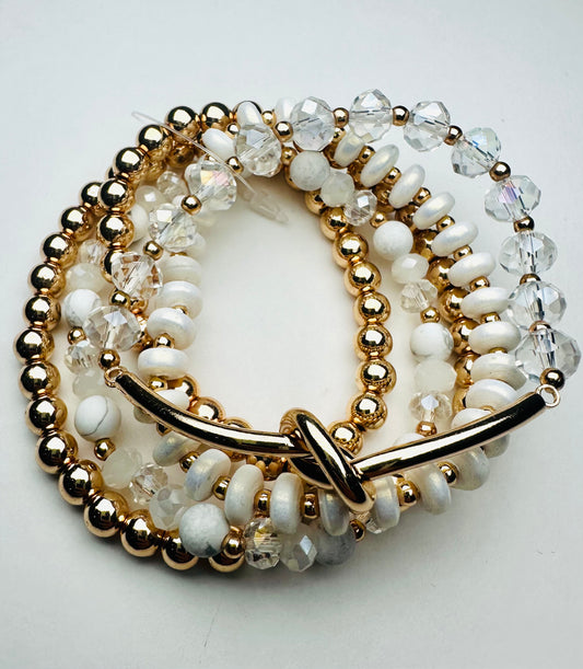 Classic Knot Gold & White Bracelet Set
