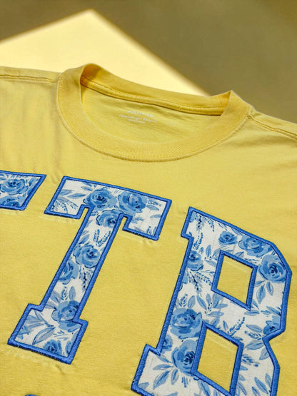 TTB Floral Blue On Yellow Graphic T-shirt