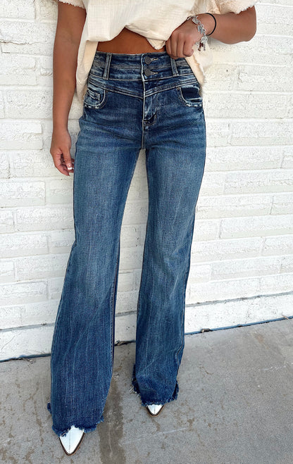 Charlie Dark Wash Wide Leg Fare Jeans