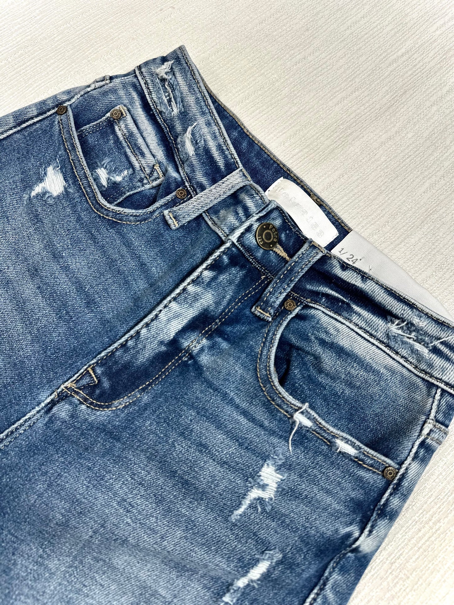 Fallon Flare Distressed Hem Denim Jeans