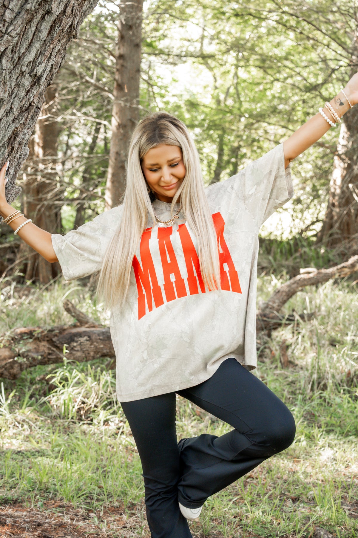 Red MAMA Camo Graphic T-shirt