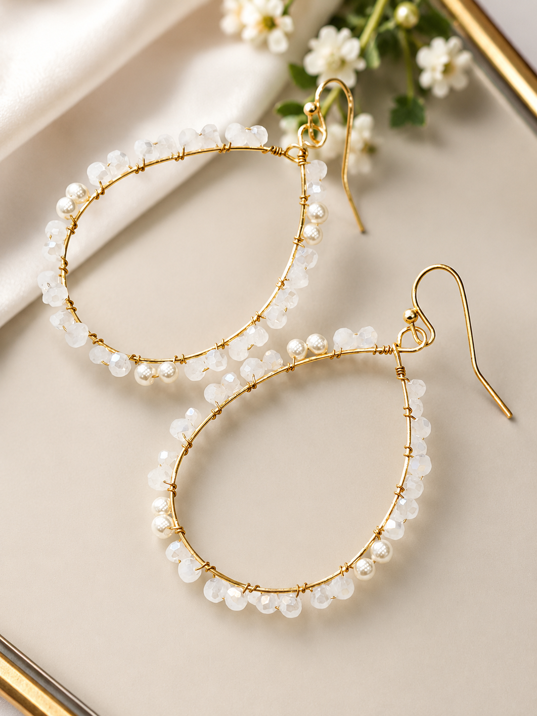 Frosted Arc Dangle Earrings