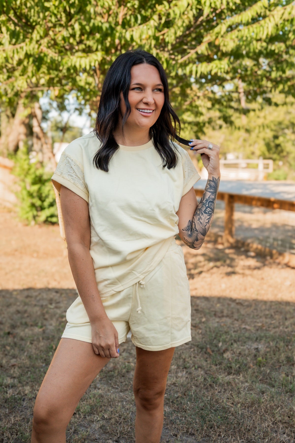 Sunny Eyelet Short Sleeve Set