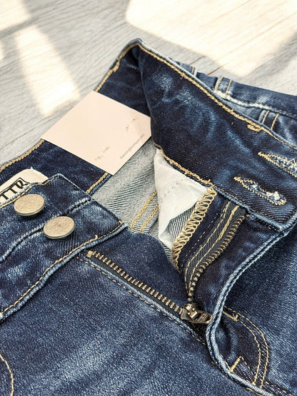 DARK WASH Route 507 Milestone Distressed Denim Flare Jeans