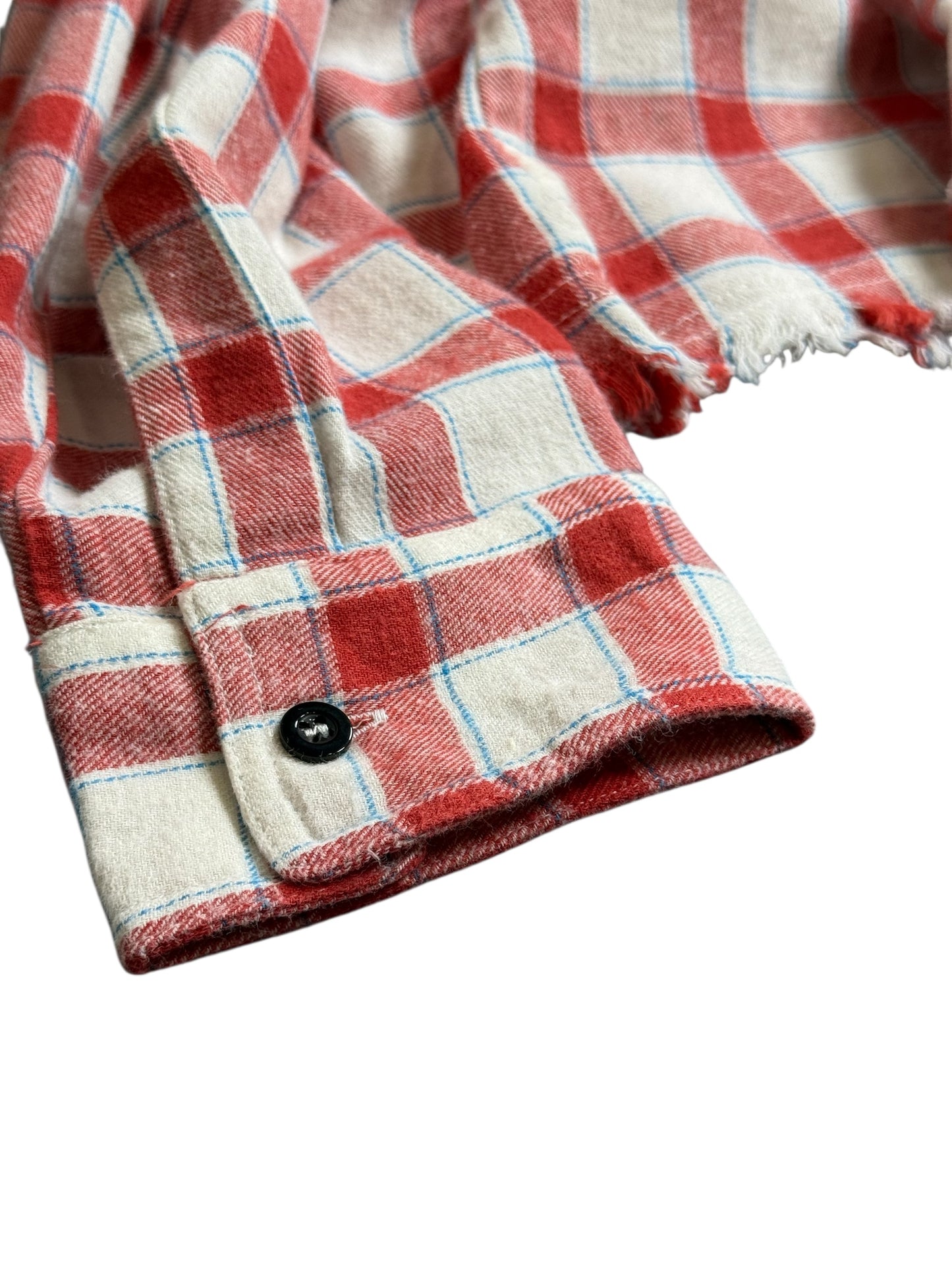 Frayed Edge Plaid Button Down Top