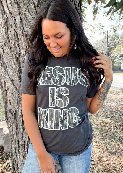 Jesus Is King Camo Graphic T-shirt