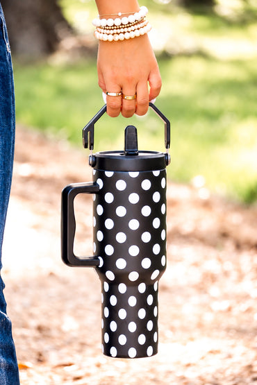 Black & White Polka Dot Tumbler Cup