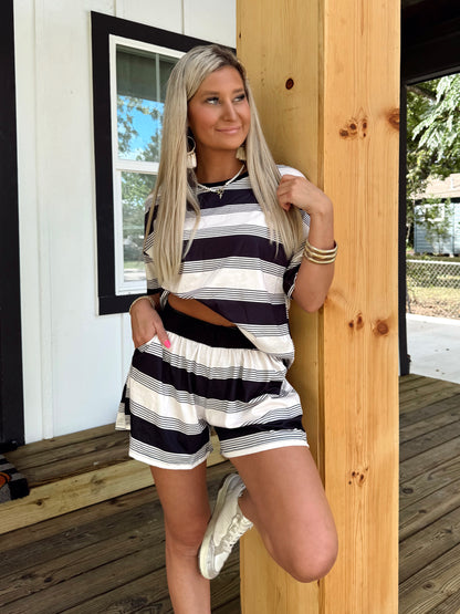 Stripe Me Up Two Piece Short Set