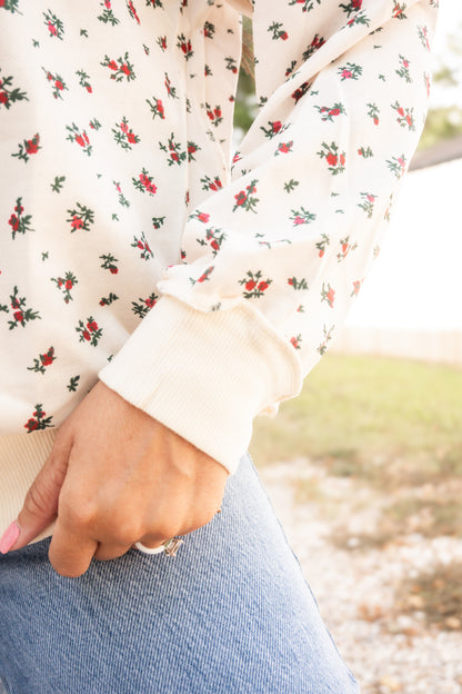 TEXAS Rose Mock Neck Sweatshirt