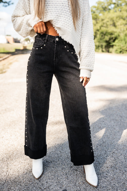 Reese Rebel Studded Black Denim Jeans