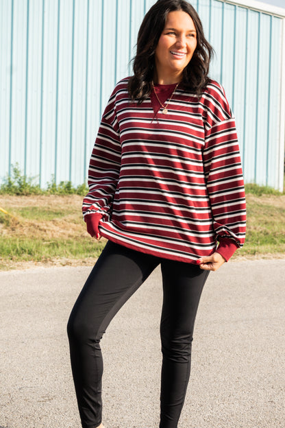 Bold & Beautiful Stripe Drop Shoulder Top